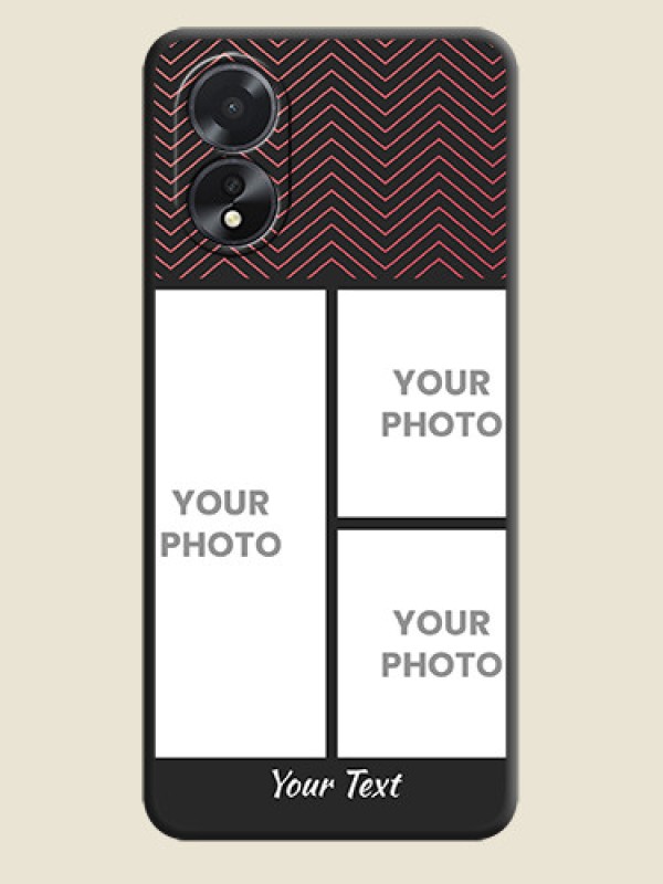 Custom Wave Pattern with 3 Image Holder on Space Black Custom Soft Matte Back Cover - Oppo A18 - alternate view
