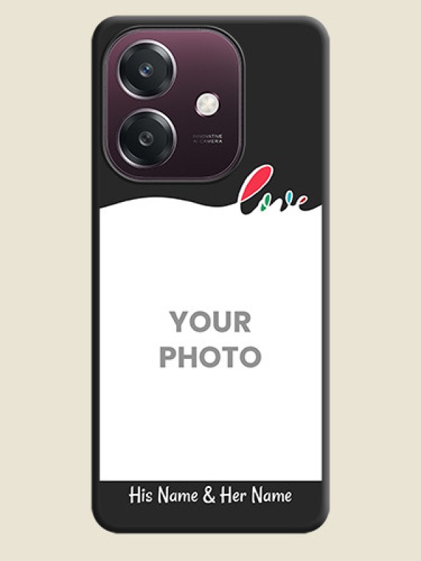 Custom Fall in Love Pattern with Picture on Photo On Space Black Custom Soft Matte Mobile Back Cover - Oppo A3 5G - alternate view
