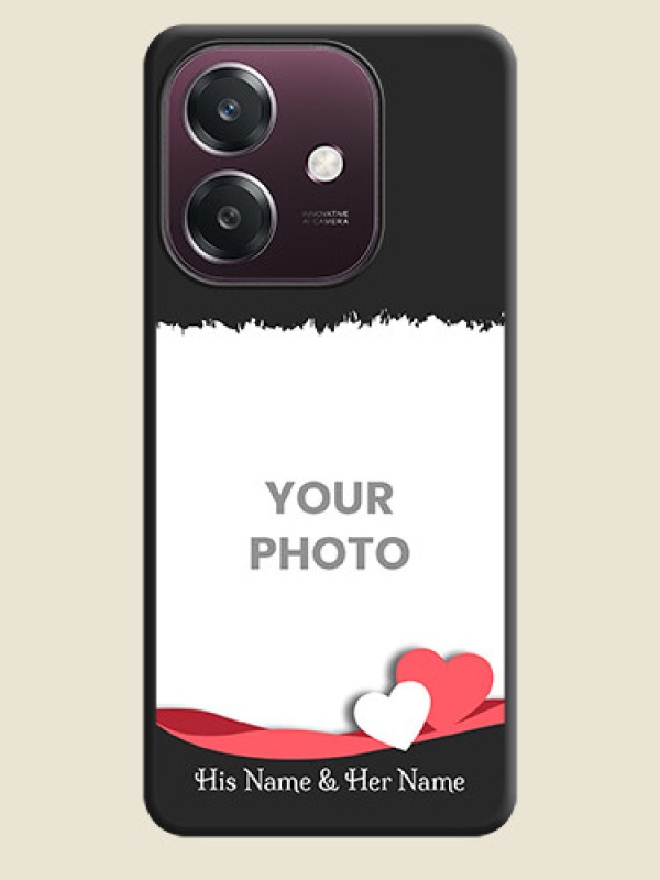 Custom Pin Color Love Shaped Ribbon Design with Text On Space Black Custom Soft Matte Mobile Back Cover - Oppo A3 5G - alternate view