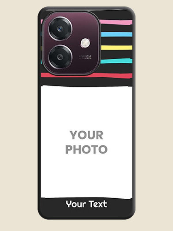 Custom Multicolor Lines with Image On Space Black Custom Soft Matte Mobile Back Cover - Oppo A3 5G - alternate view