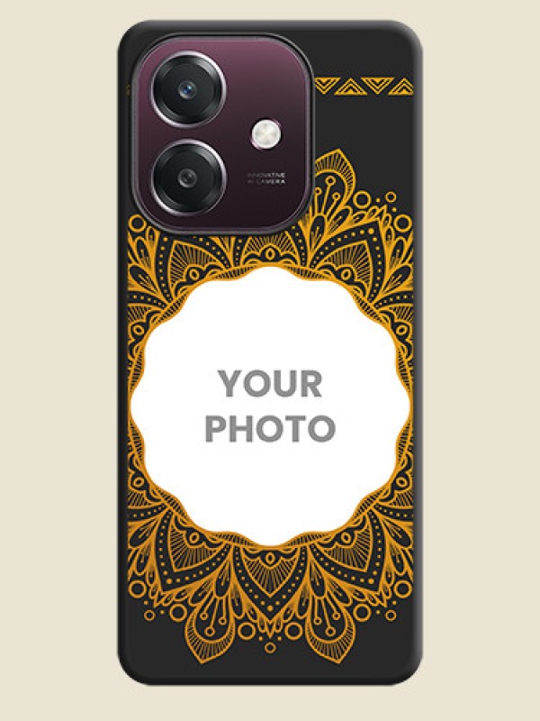 Custom Round Image with Floral Design On Space Black Custom Soft Matte Mobile Back Cover - Oppo A3 5G - alternate view