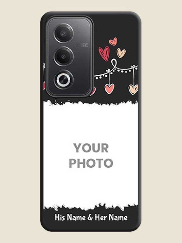 Custom Pink Love Hangings with Name On Space Black Custom Soft Matte Mobile Back Cover - Oppo A3 Pro 5G - alternate view