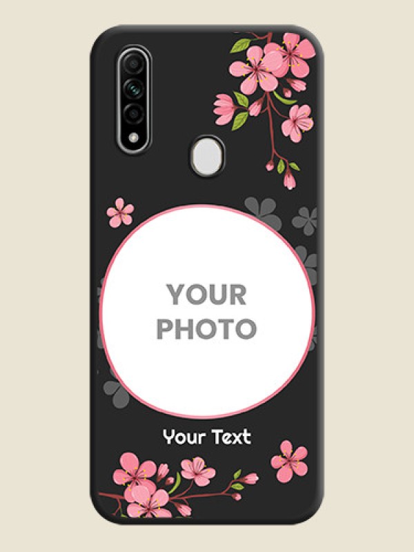 Custom Round Image with Pink Color Floral Design - Photo on Space Black Soft Matte Back Cover - Oppo A31 - alternate view