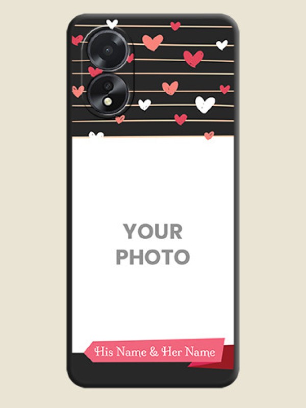 Custom Love Pattern with Name on Pink Ribbon - Photo on Space Black Soft Matte Back Cover - Oppo A38 - alternate view