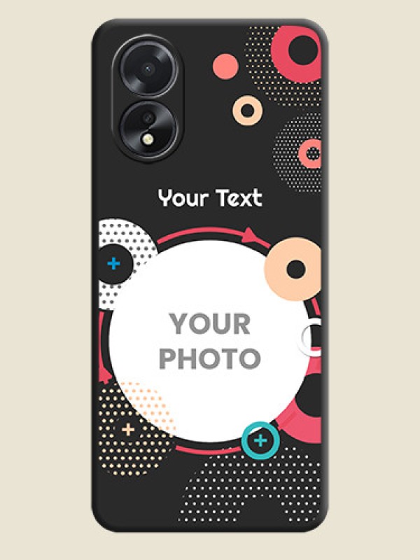 Custom Multicoloured Round Image on Personalised Space Black Soft Matte Cases - Oppo A38 - alternate view