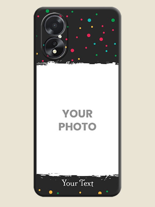 Custom Multicolor Dotted Pattern with Text on Space Black Custom Soft Matte Phone Back Cover - Oppo A38 - alternate view