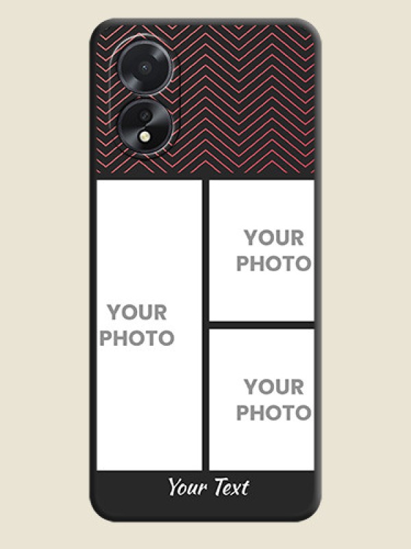 Custom Wave Pattern with 3 Image Holder on Space Black Custom Soft Matte Back Cover - Oppo A38 - alternate view