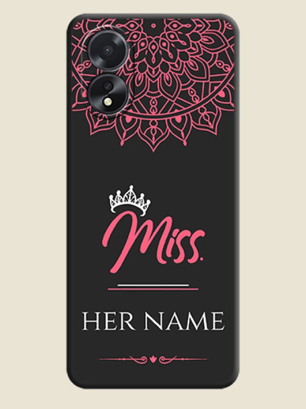 Custom Mrs Name with Floral Design on Space Black Personalized Soft Matte Phone Covers - Oppo A38 - alternate view