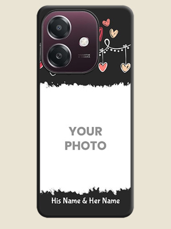 Custom Pink Love Hangings with Name On Space Black Custom Soft Matte Mobile Back Cover - Oppo A3X 4G - alternate view