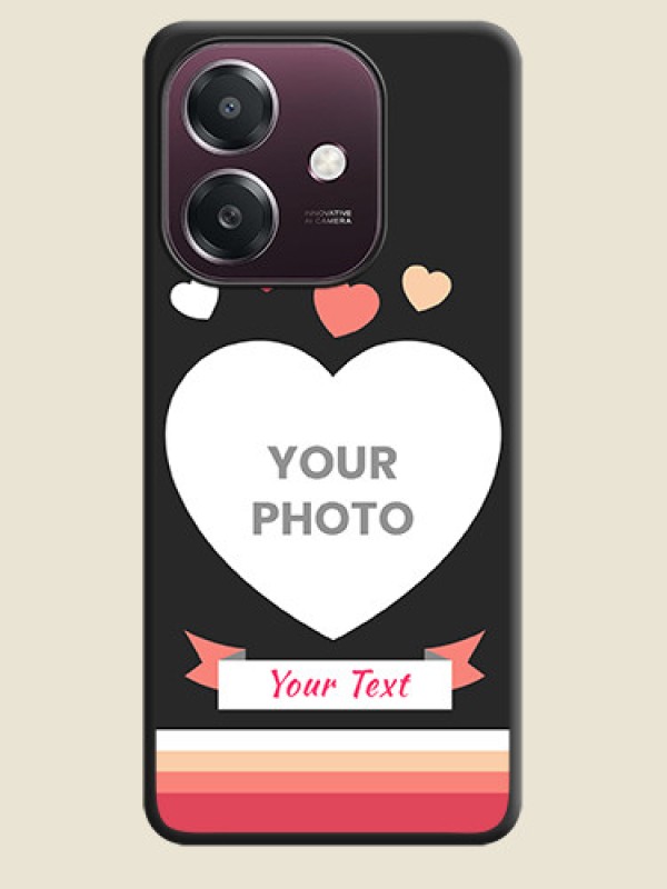 Custom Love Shaped Photo with Colorful Stripes On Space Black Custom Soft Matte Mobile Back Cover - Oppo A3X 4G - alternate view