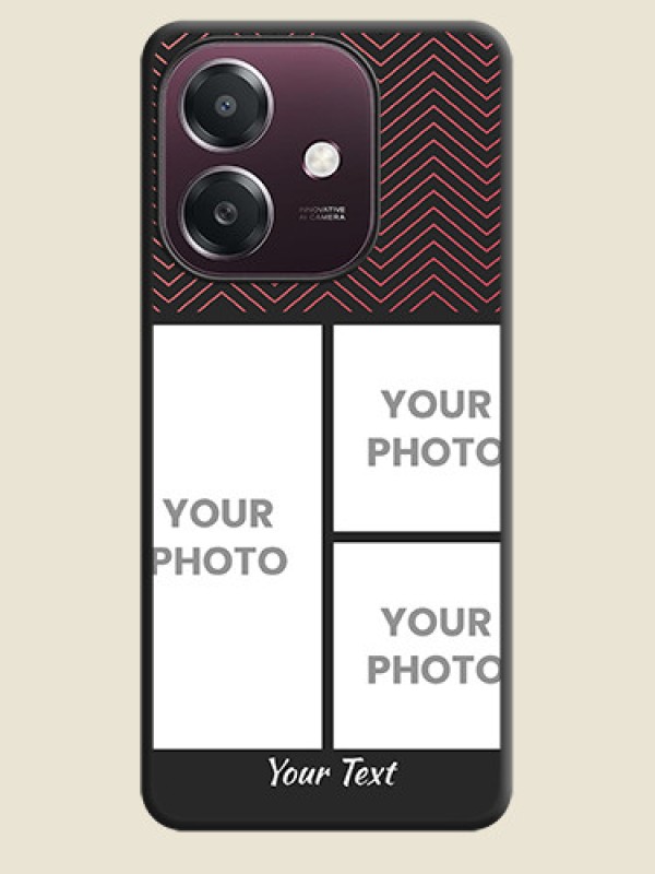 Custom Wave Pattern with 3 Image Holder On Space Black Custom Soft Matte Mobile Back Cover - Oppo A3X 4G - alternate view