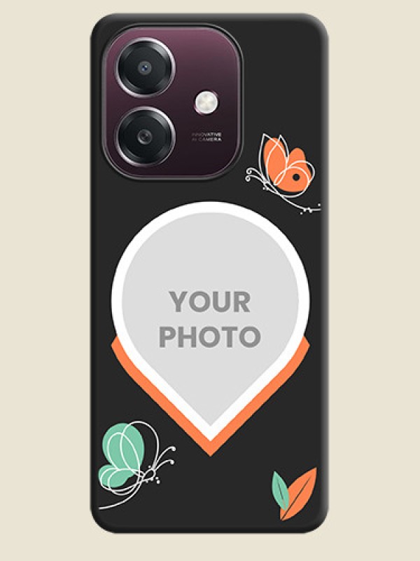 Custom Upload Pic With Simple Butterly Design On Space Black Custom Soft Matte Mobile Back Cover - Oppo A3X 4G - alternate view