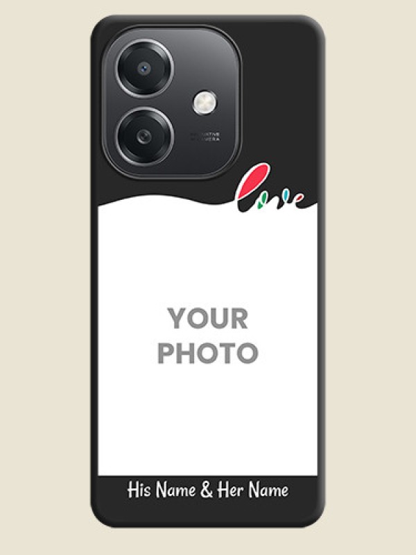 Custom Fall in Love Pattern with Picture on Photo On Space Black Custom Soft Matte Mobile Back Cover - Oppo A3X 5G - alternate view