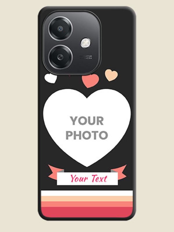 Custom Love Shaped Photo with Colorful Stripes On Space Black Custom Soft Matte Mobile Back Cover - Oppo A3X 5G - alternate view