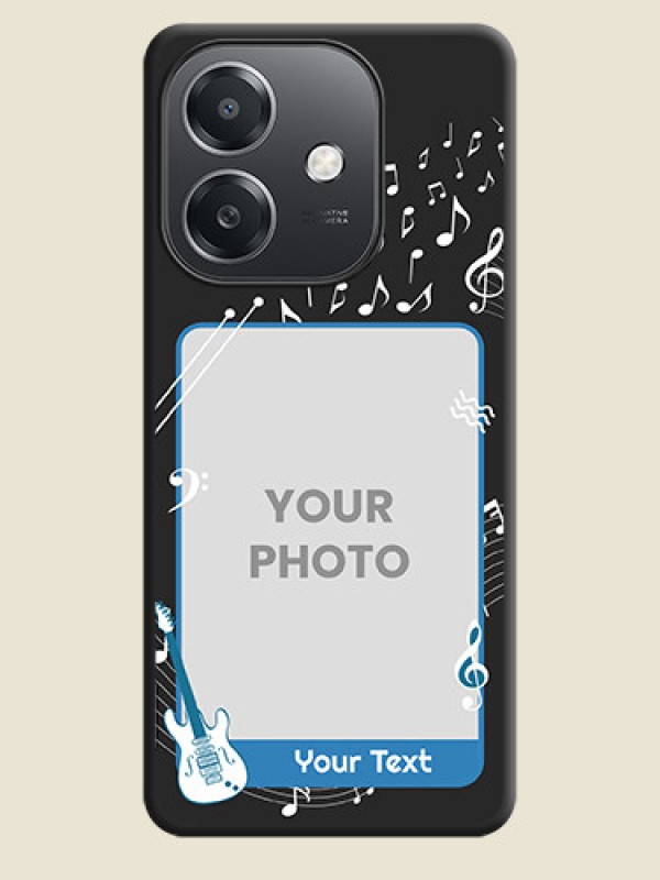 Custom Musical Theme Design with Text on Photo On Space Black Custom Soft Matte Mobile Back Cover - Oppo A3X 5G - alternate view