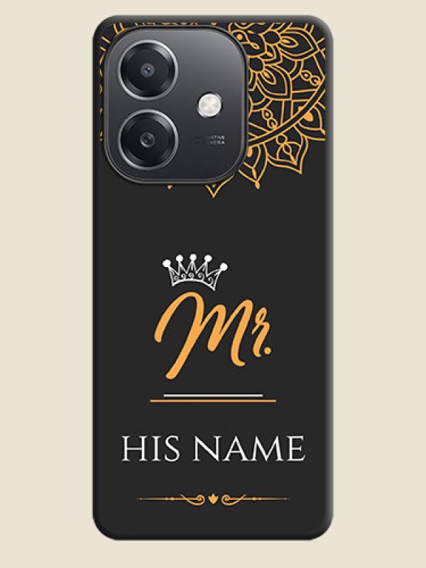 Custom Mr Name with Floral Design On Space Black Custom Soft Matte Mobile Back Cover - Oppo A3X 5G - alternate view
