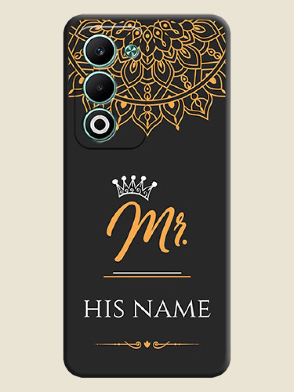 Custom Mr Name with Floral Design On Space Black Custom Soft Matte Mobile Back Cover - Oppo A5 5G - alternate view