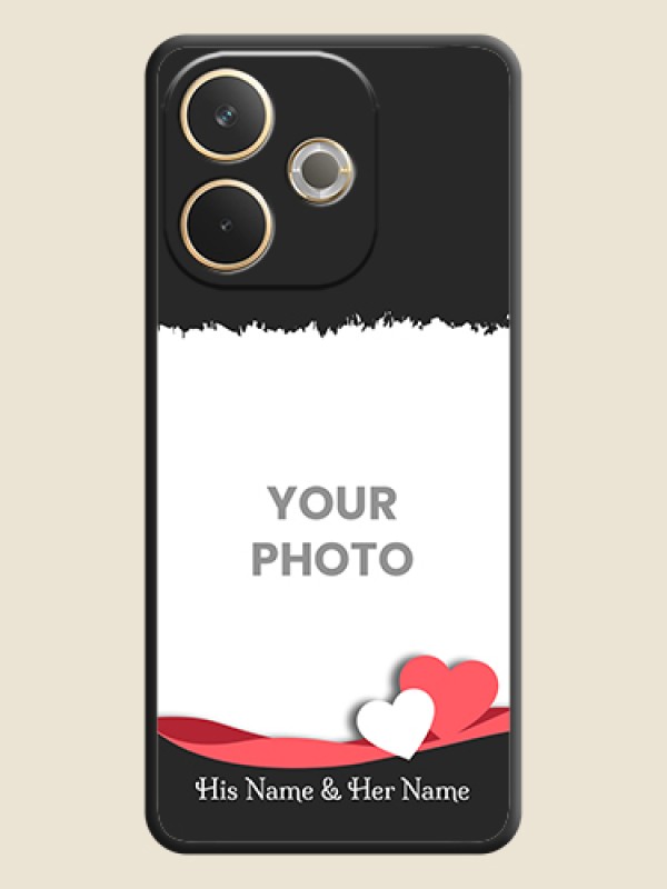 Custom Pin Color Love Shaped Ribbon Design with Text On Space Black Custom Soft Matte Mobile Back Cover - Oppo A5 Pro 5G - alternate view