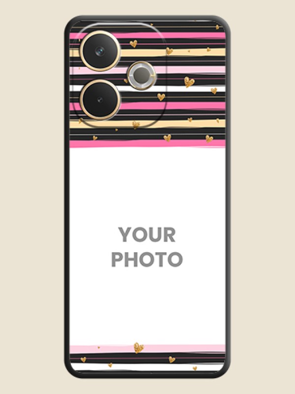 Custom Multicolor Lines and Golden Love Symbols Design on Photo On Space Black Custom Soft Matte Mobile Back Cover - Oppo A5 Pro 5G - alternate view