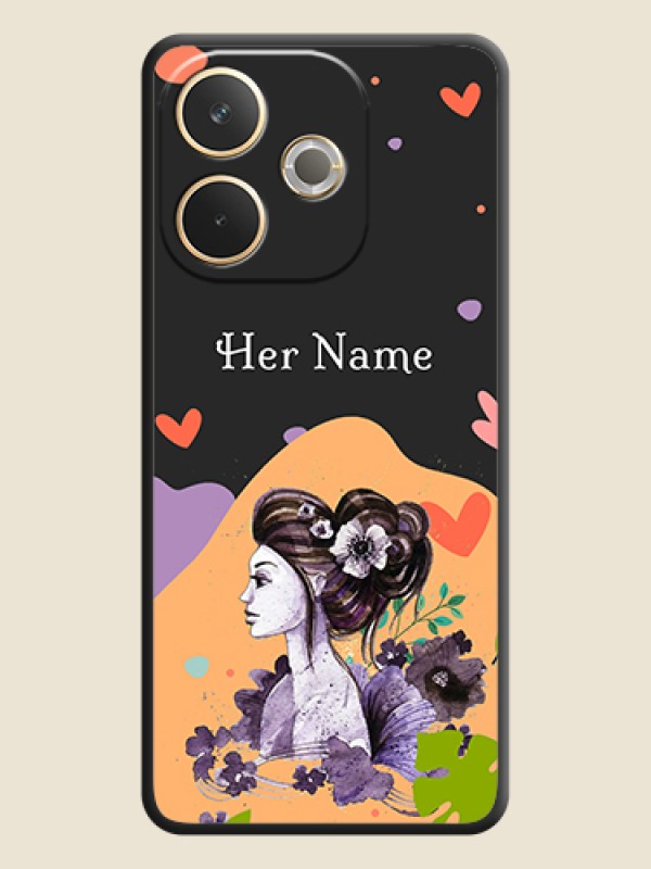 Custom Namecase For Her With Fancy Lady Image On Space Black Custom Soft Matte Mobile Back Cover - Oppo A5 Pro 5G - alternate view