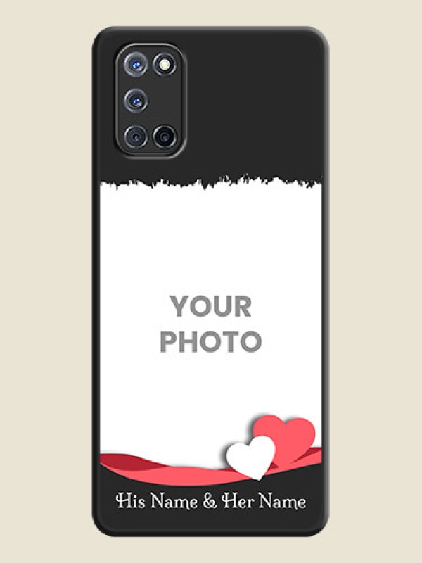 Custom Pin Color Love Shaped Ribbon Design with Text on Space Black Custom Soft Matte Phone Back Cover - Oppo A52 - alternate view