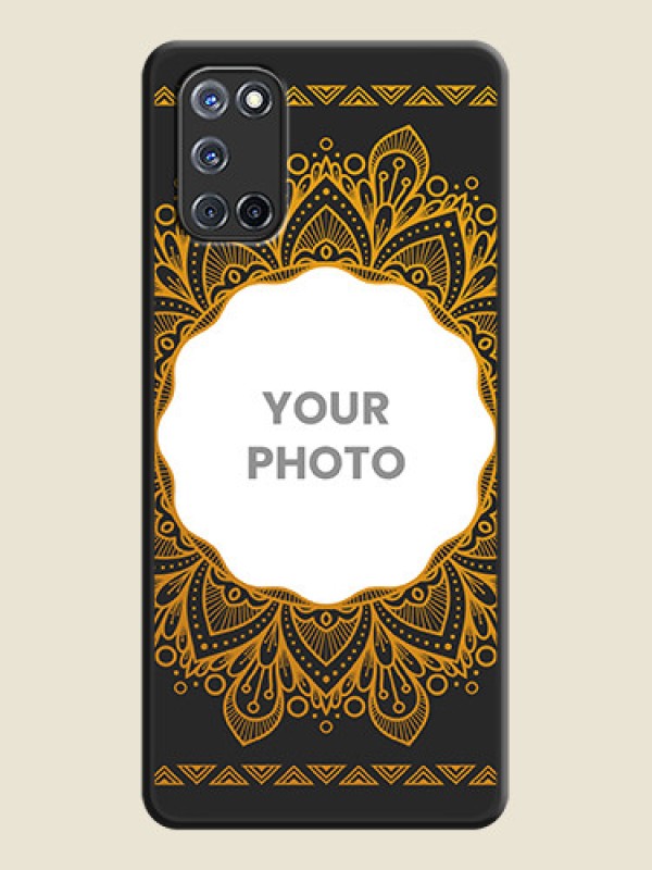 Custom Round Image with Floral Design on Photo on Space Black Soft Matte Mobile Cover - Oppo A52 - alternate view