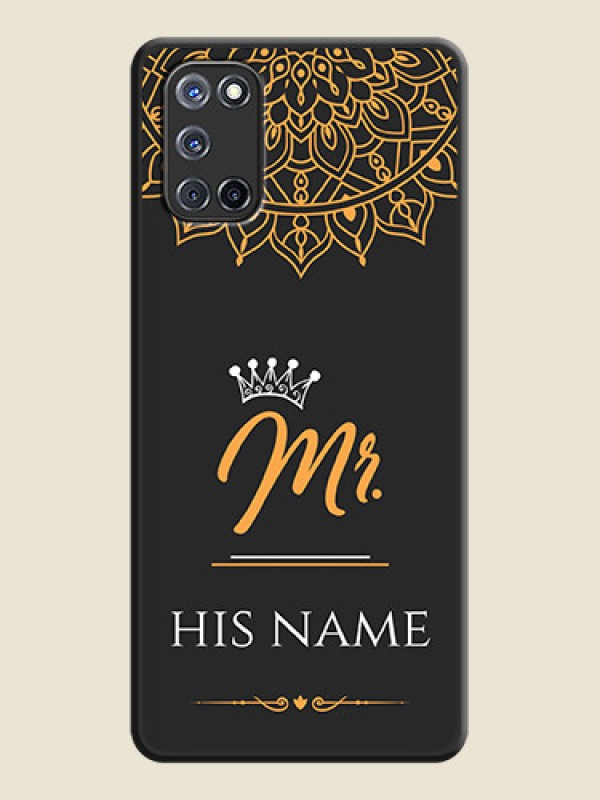Custom Mr Name with Floral Design  on Personalised Space Black Soft Matte Cases - Oppo A52 - alternate view