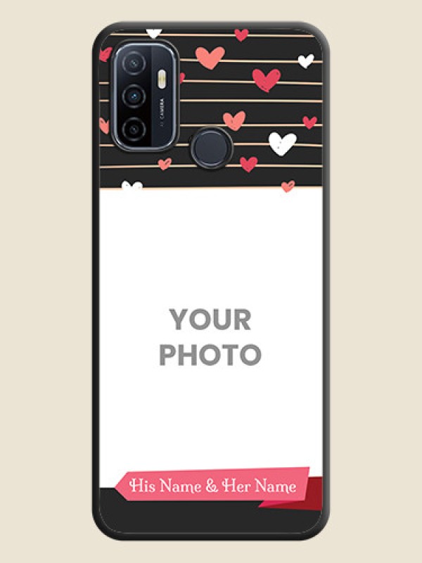 Custom Love Pattern with Name on Pink Ribbon  on Photo on Space Black Soft Matte Back Cover - Oppo A53 2020 - alternate view