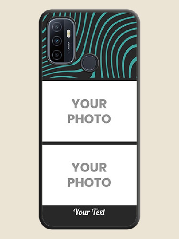 Custom Wave Pattern with 2 Image Holder on Space Black Personalized Soft Matte Phone Covers - Oppo A53 2020 - alternate view
