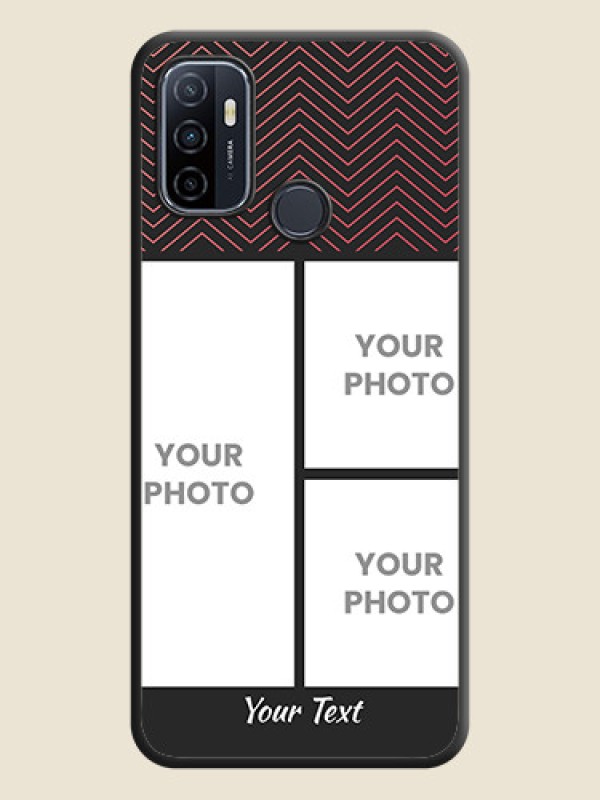 Custom Wave Pattern with 3 Image Holder on Space Black Custom Soft Matte Back Cover - Oppo A53 2020 - alternate view