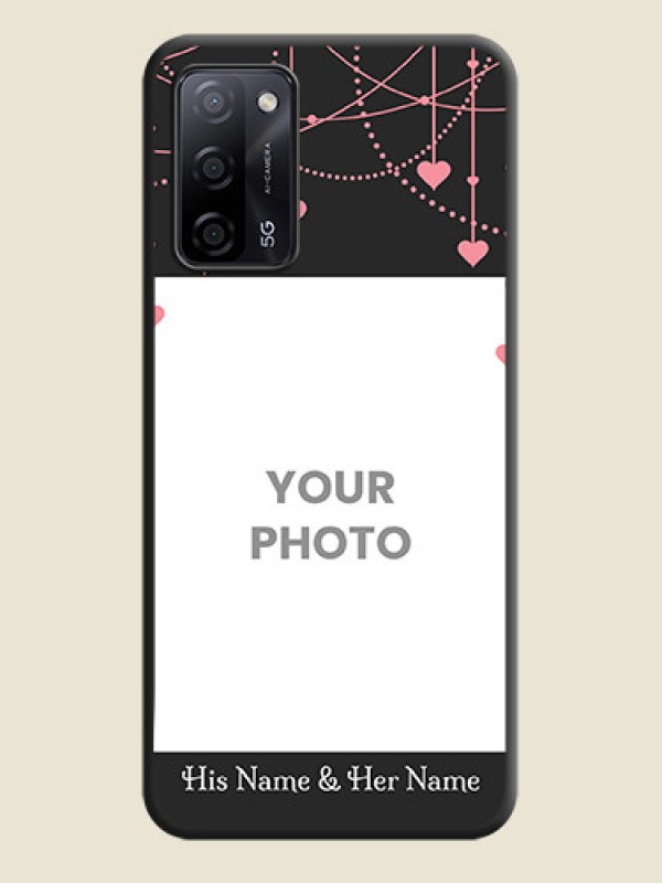 Custom Pink Love Hangings with Text on Space Black Custom Soft Matte Back Cover - Oppo A53s 5G - alternate view