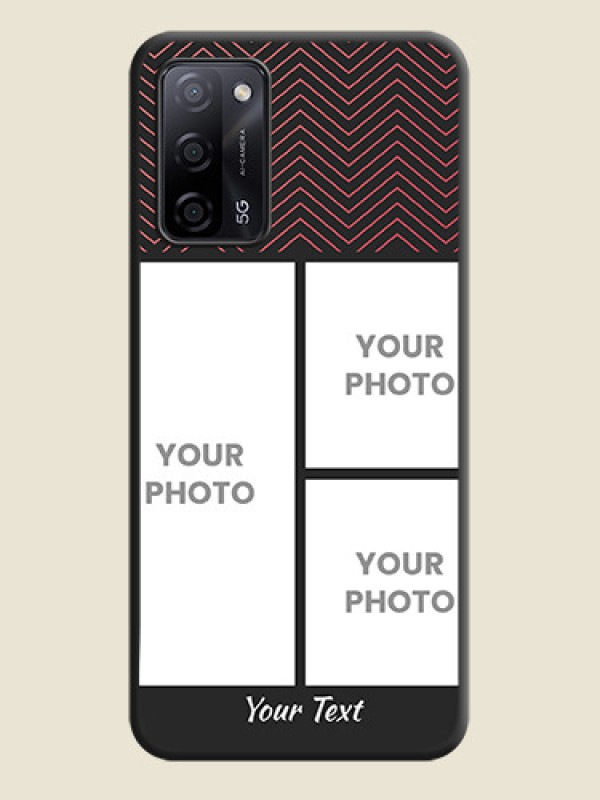 Custom Wave Pattern with 3 Image Holder on Space Black Custom Soft Matte Back Cover - Oppo A53s 5G - alternate view