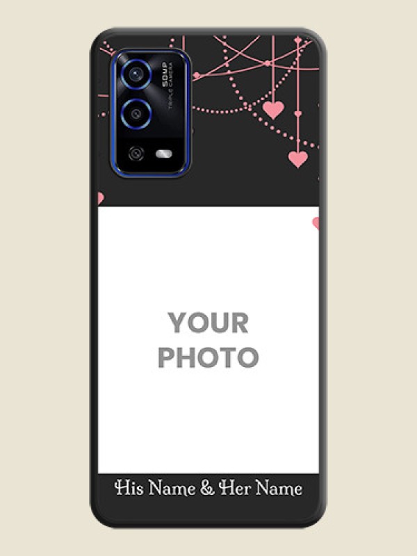 Custom Pink Love Hangings with Text on Space Black Custom Soft Matte Back Cover - Oppo A55 - alternate view