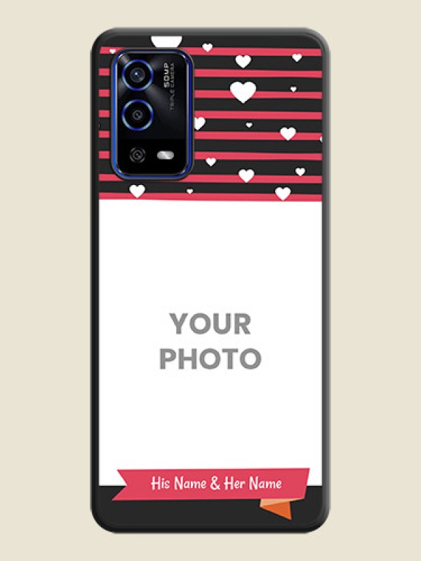 Custom White Color Love Symbols with Pink Lines Pattern on Space Black Custom Soft Matte Phone Cases - Oppo A55 - alternate view