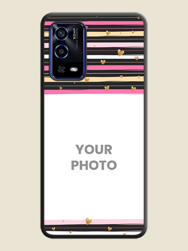 Custom Multicolor Lines and Golden Love Symbols Design on Photo on Space Black Soft Matte Mobile Cover - Oppo A55 - alternate view