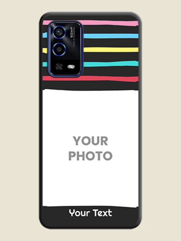 Custom Multicolor Lines with Image on Space Black Personalized Soft Matte Phone Covers - Oppo A55 - alternate view