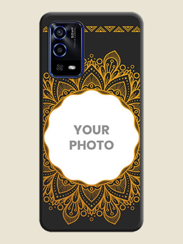 Custom Round Image with Floral Design on Photo on Space Black Soft Matte Mobile Cover - Oppo A55 - alternate view