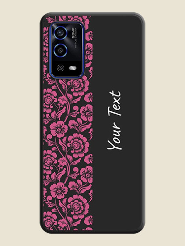 Custom Pink Floral Pattern Design With Custom Text On Space Black Personalized Soft Matte Phone Covers -Oppo A55 - alternate view