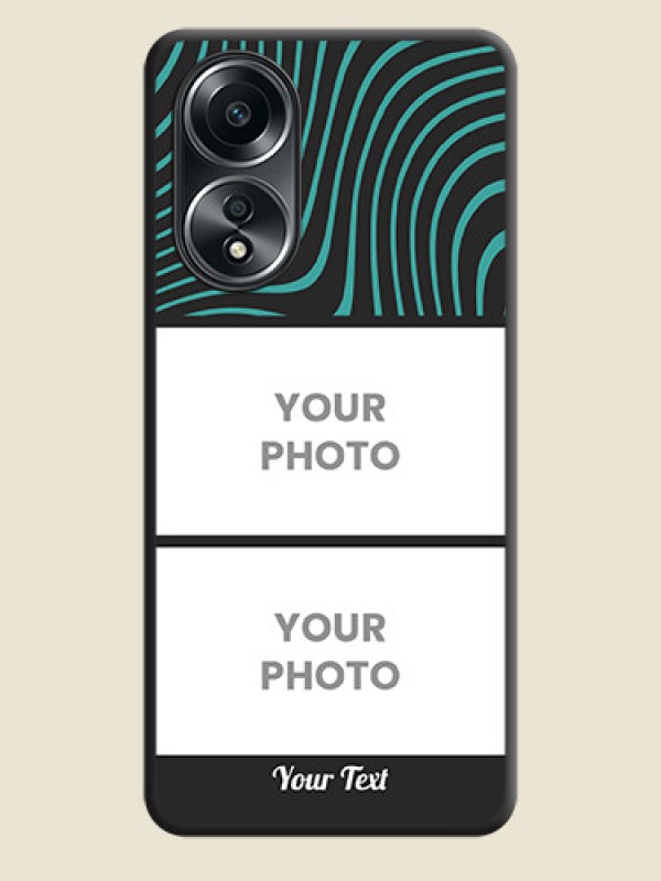 Custom Wave Pattern with 2 Image Holder on Space Black Personalized Soft Matte Phone Covers - Oppo A58 - alternate view