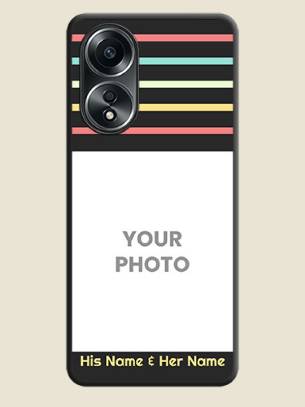 Custom Color Stripes with Photo and Text - Photo on Space Black Soft Matte Mobile Case - Oppo A58 - alternate view