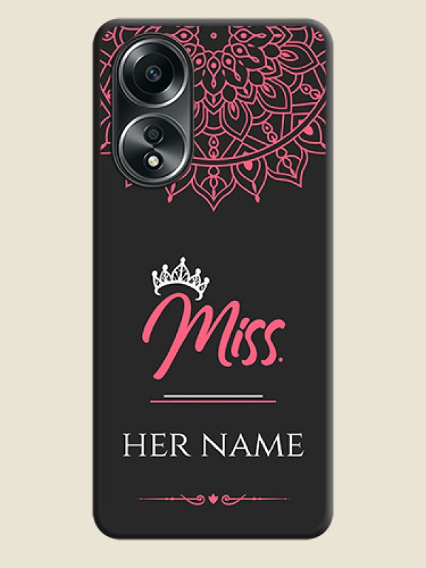 Custom Mrs Name with Floral Design on Space Black Personalized Soft Matte Phone Covers - Oppo A58 - alternate view