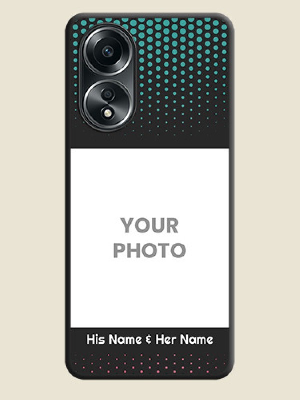 Custom Faded Dots with Grunge Photo Frame and Text on Space Black Custom Soft Matte Phone Cases - Oppo A58 - alternate view