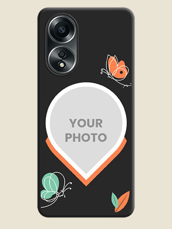 Custom Upload Pic With Simple Butterly Design On Space Black Personalized Soft Matte Phone Covers - Oppo A58 - alternate view