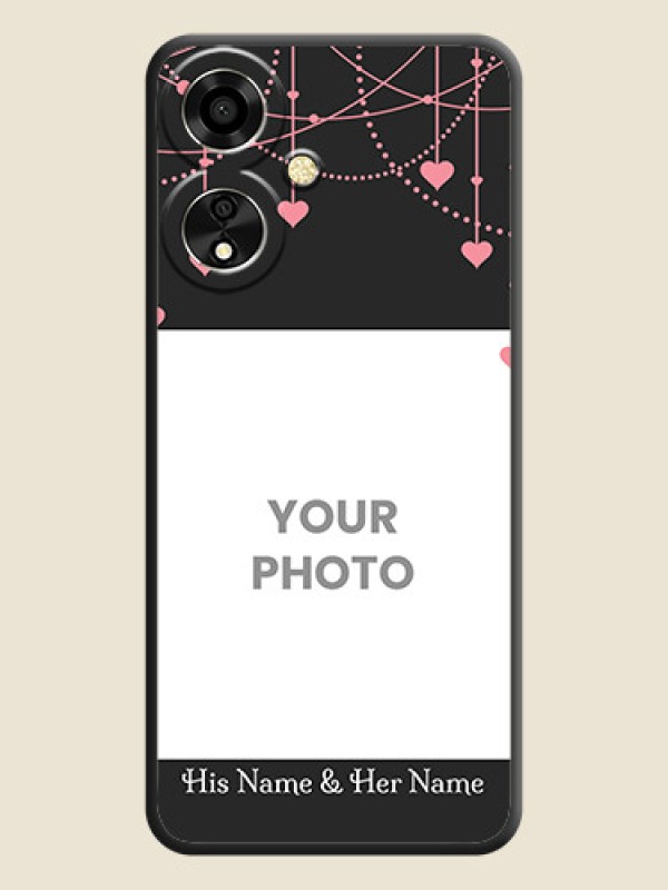 Custom Pink Love Hangings with Text On Space Black Custom Soft Matte Mobile Back Cover - Oppo A59 5G - alternate view
