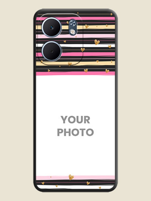 Custom Multicolor Lines and Golden Love Symbols Design on Photo On Space Black Custom Soft Matte Mobile Back Cover - Oppo A5X 4G - alternate view