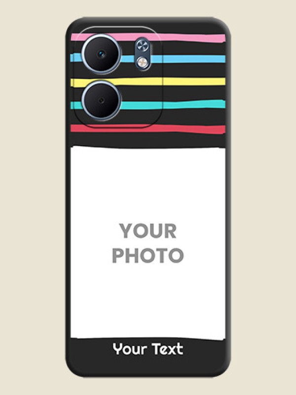 Custom Multicolor Lines with Image On Space Black Custom Soft Matte Mobile Back Cover - Oppo A5X 4G - alternate view