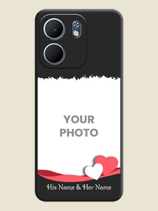 Custom Pin Color Love Shaped Ribbon Design with Text On Space Black Custom Soft Matte Mobile Back Cover - Oppo A5x 5G - alternate view