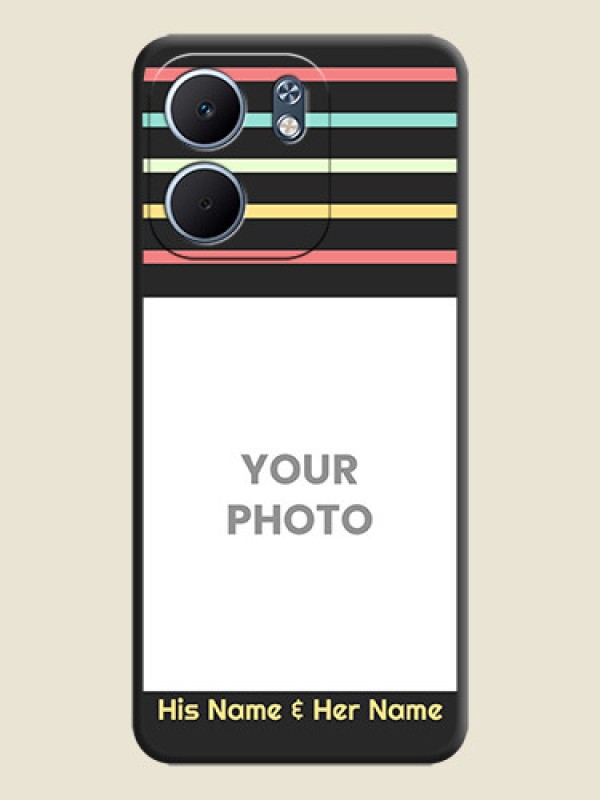 Custom Color Stripes with Photo and Text on Photo On Space Black Custom Soft Matte Mobile Back Cover - Oppo A5x 5G - alternate view