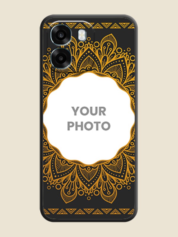 Custom Round Image with Floral Design On Space Black Custom Soft Matte Mobile Back Cover - Oppo A6 5G - alternate view