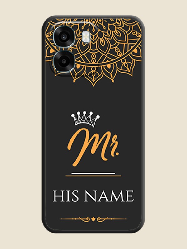 Custom Mr Name with Floral Design On Space Black Custom Soft Matte Mobile Back Cover - Oppo A6 5G - alternate view